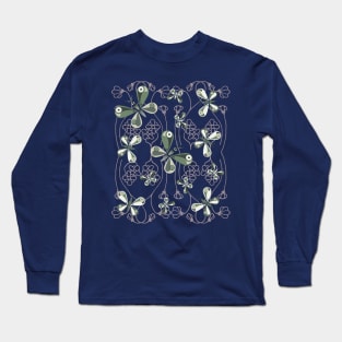 Butterfly and Floral Pattern in Earth Colour Long Sleeve T-Shirt